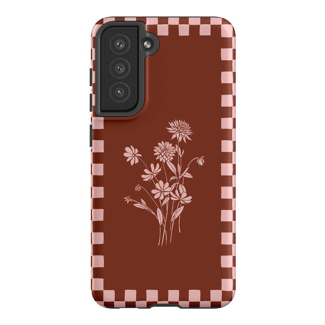 Dahlia Check Printed Phone Cases Samsung Galaxy S21 FE / Armoured by Typoflora - The Dairy