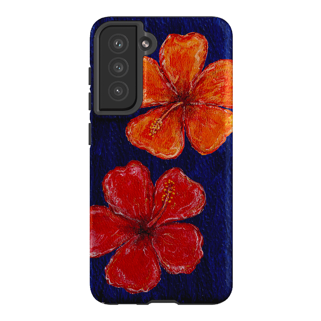 Hibiscus Flower Deep Blue Printed Phone Cases Samsung Galaxy S21 FE / Armoured by BG. Studio - The Dairy