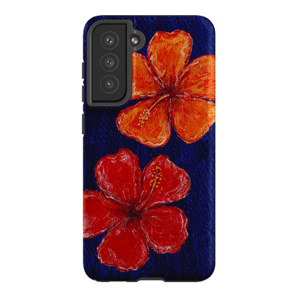 Hibiscus Flower Deep Blue Printed Phone Cases Samsung Galaxy S21 FE / Armoured by BG. Studio - The Dairy