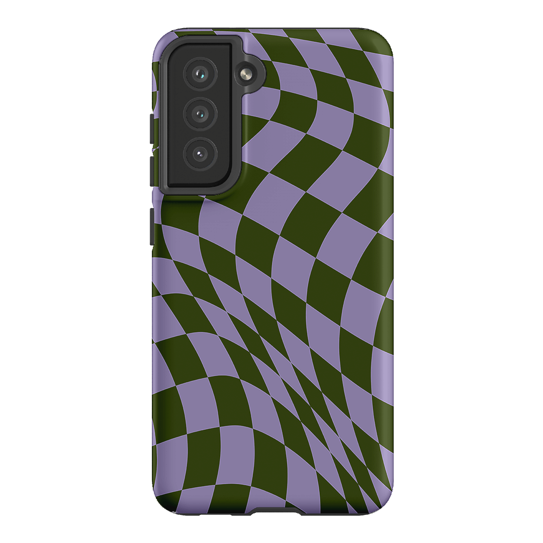 Wavy Check Forest on Lilac Matte Case Matte Phone Cases Samsung Galaxy S21 FE / Armoured by The Dairy - The Dairy