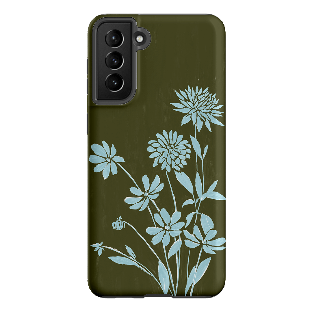 Dahlia Khaki Printed Phone Cases Samsung Galaxy S21 Plus / Armoured by Typoflora - The Dairy