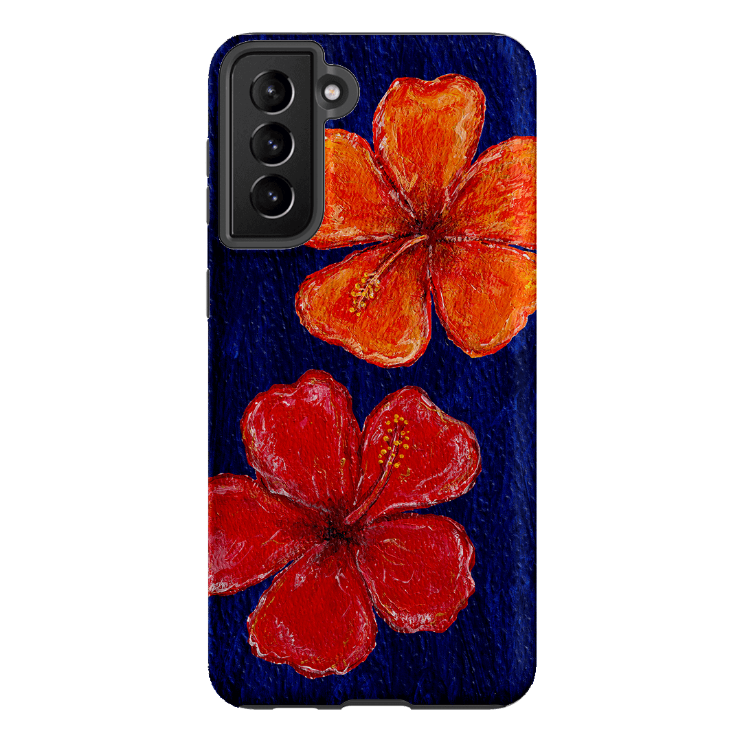 Hibiscus Flower Deep Blue Printed Phone Cases Samsung Galaxy S21 Plus / Armoured by BG. Studio - The Dairy