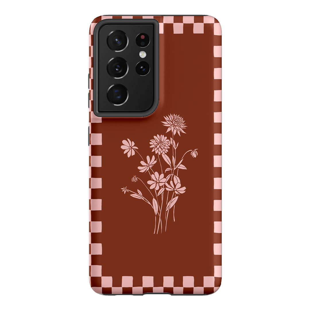 Dahlia Check Printed Phone Cases Samsung Galaxy S21 Ultra / Armoured by Typoflora - The Dairy