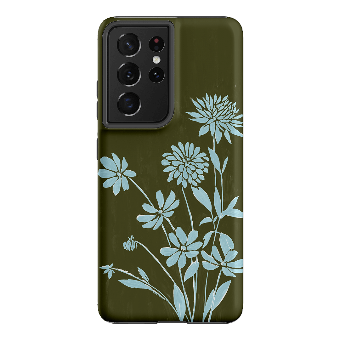 Dahlia Khaki Printed Phone Cases Samsung Galaxy S21 Ultra / Armoured by Typoflora - The Dairy