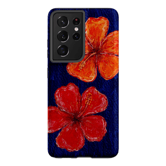 Hibiscus Flower Deep Blue Printed Phone Cases Samsung Galaxy S21 Ultra / Armoured by BG. Studio - The Dairy