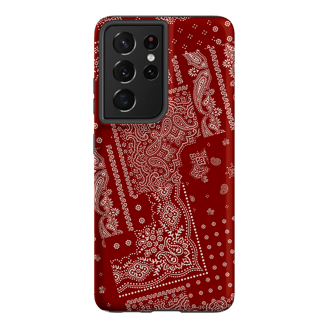 Paisley Crimson Printed Phone Cases Samsung Galaxy S21 Ultra / Armoured by The Dairy - The Dairy