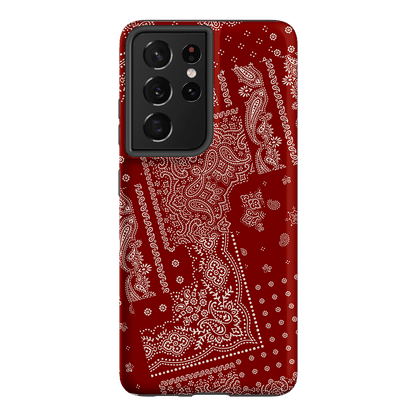 Paisley Crimson Printed Phone Cases Samsung Galaxy S21 Ultra / Armoured by The Dairy - The Dairy