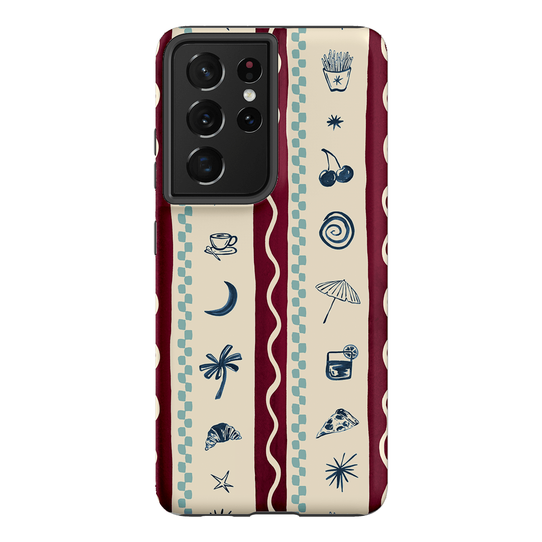 Summer Snacks Burgundy Printed Phone Cases Samsung Galaxy S21 Ultra / Armoured by Charlie Taylor - The Dairy