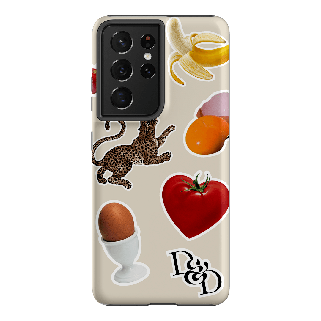 Sunday Stickers Cream Printed Phone Cases Samsung Galaxy S21 Ultra / Armoured by Desmond & Dempsey - The Dairy