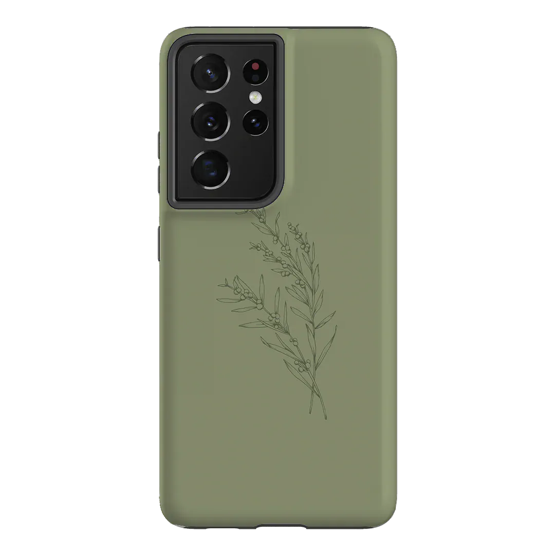 Khaki Wattle Printed Phone Cases Samsung Galaxy S21 Ultra / Armoured by Typoflora - The Dairy