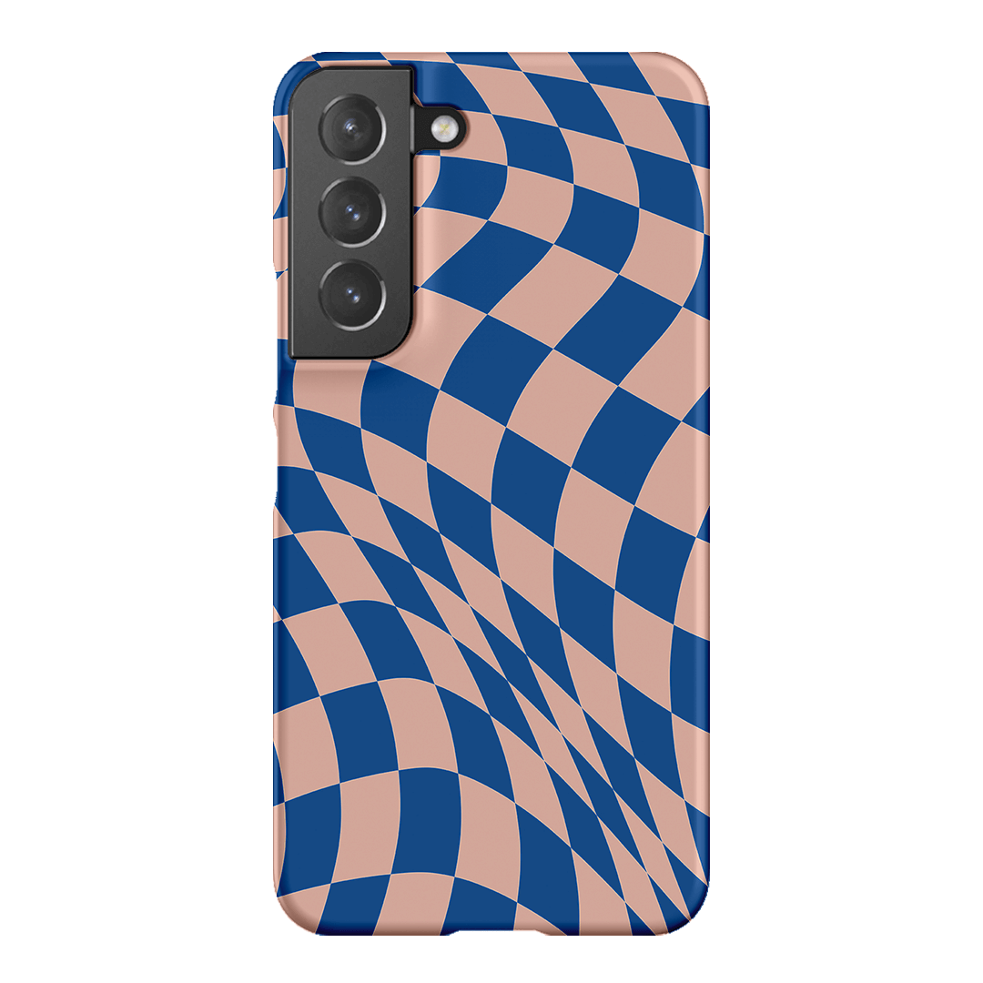 Wavy Check Cobalt on Blush Matte Case Matte Phone Cases Samsung Galaxy S22 / Snap by The Dairy - The Dairy