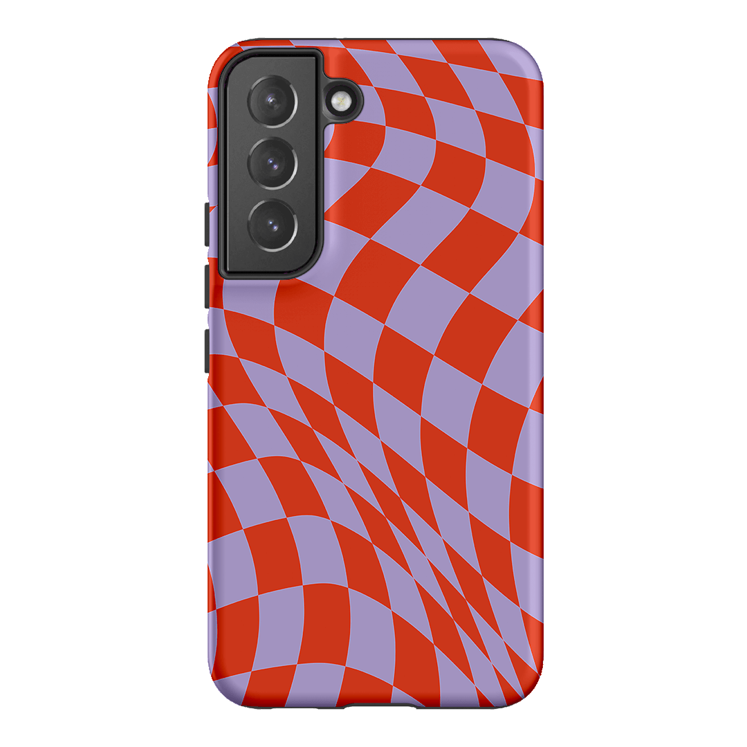 Wavy Check Scarlet on Lilac Matte Case Matte Phone Cases Samsung Galaxy S22 / Armoured by The Dairy - The Dairy