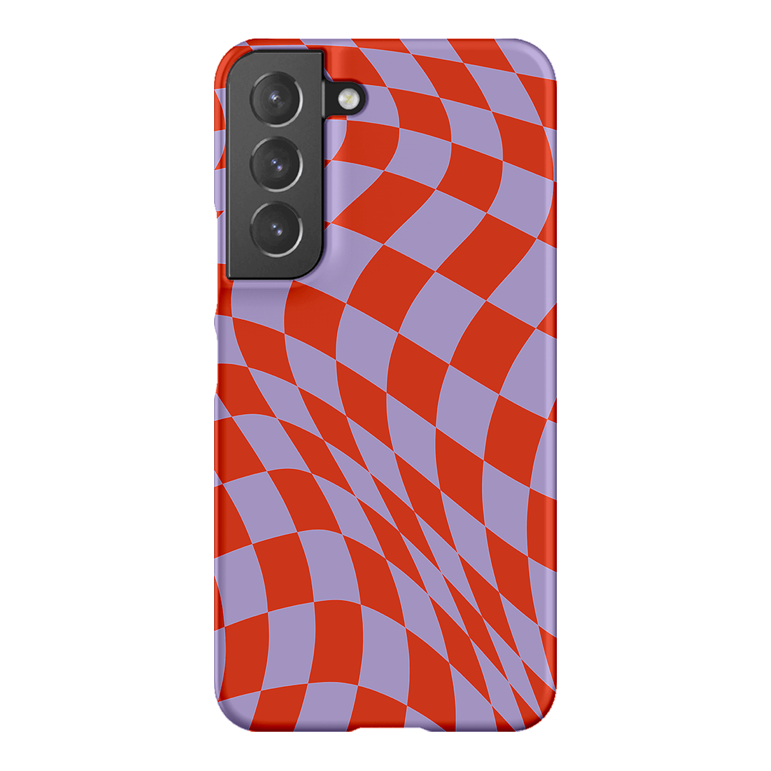 Wavy Check Scarlet on Lilac Matte Case Matte Phone Cases Samsung Galaxy S22 Plus / Snap by The Dairy - The Dairy