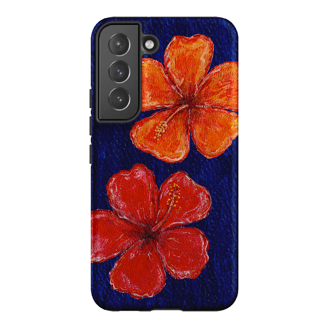 Hibiscus Flower Deep Blue Printed Phone Cases Samsung Galaxy S22 Plus / Armoured by BG. Studio - The Dairy