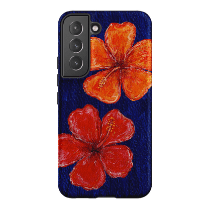 Hibiscus Flower Deep Blue Printed Phone Cases Samsung Galaxy S22 Plus / Armoured by BG. Studio - The Dairy