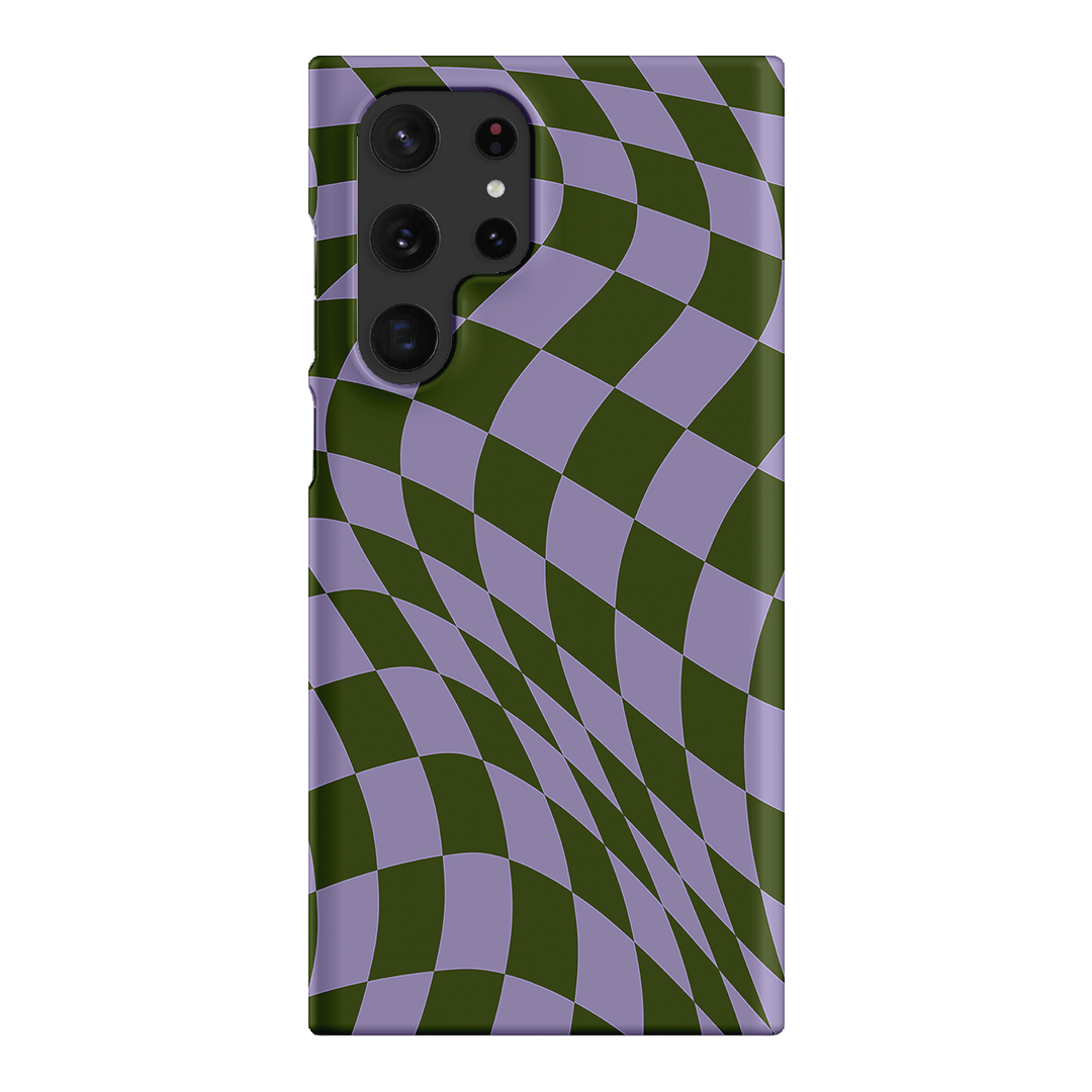 Wavy Check Forest on Lilac Matte Case Matte Phone Cases Samsung Galaxy S22 Ultra / Snap by The Dairy - The Dairy