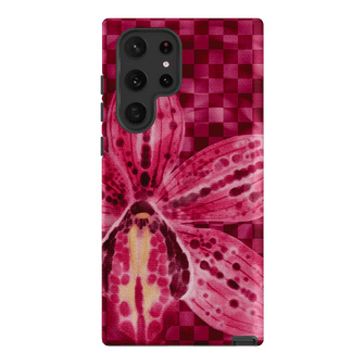 Check Orchid Printed Phone Cases Samsung Galaxy S22 Ultra / Armoured by Sally Hungerford - The Dairy