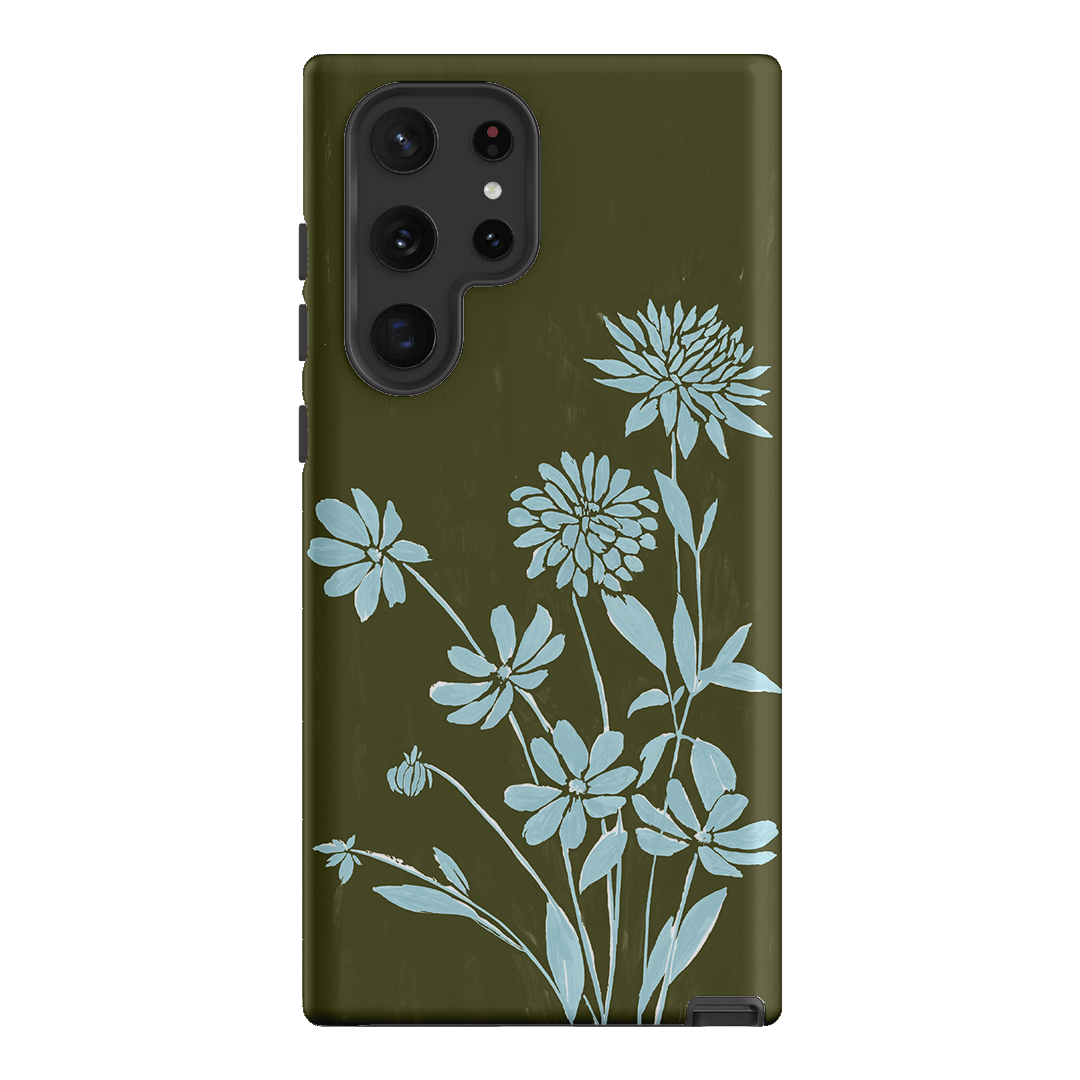 Dahlia Khaki Printed Phone Cases Samsung Galaxy S22 Ultra / Armoured by Typoflora - The Dairy