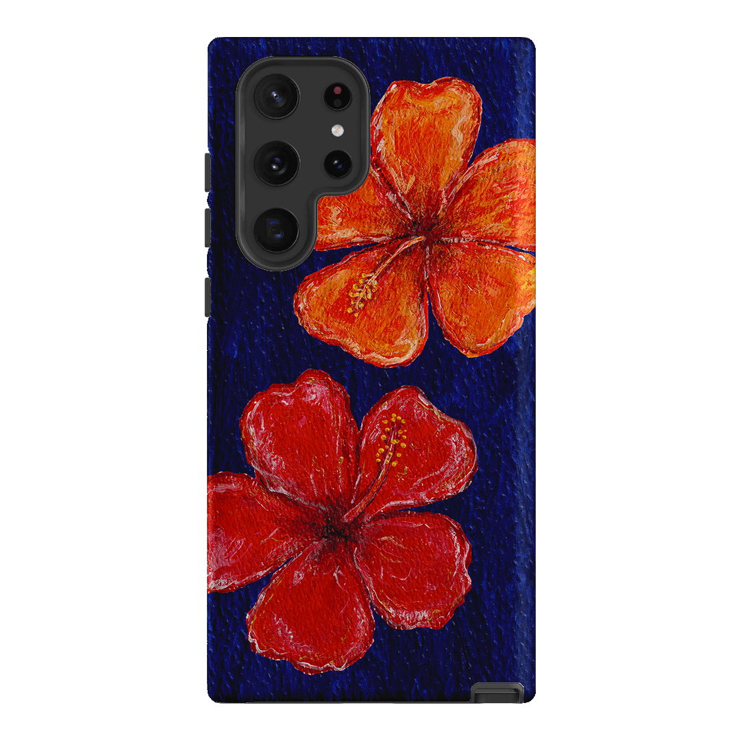 Hibiscus Flower Deep Blue Printed Phone Cases Samsung Galaxy S22 Ultra / Armoured by BG. Studio - The Dairy