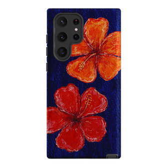 Hibiscus Flower Deep Blue Printed Phone Cases Samsung Galaxy S22 Ultra / Armoured by BG. Studio - The Dairy