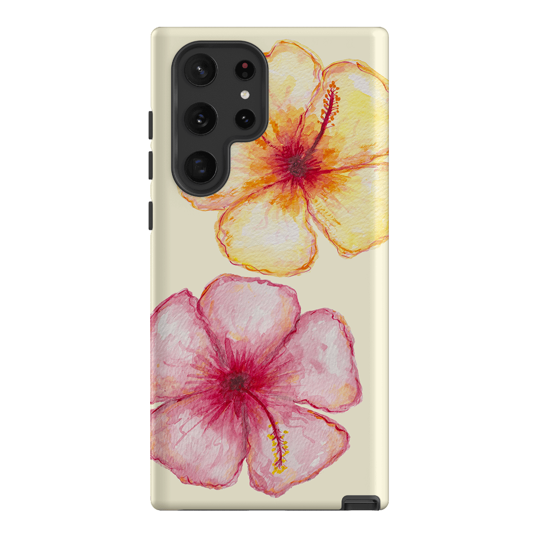 Hibiscus Flower Yellow Printed Phone Cases Samsung Galaxy S22 Ultra / Armoured by BG. Studio - The Dairy