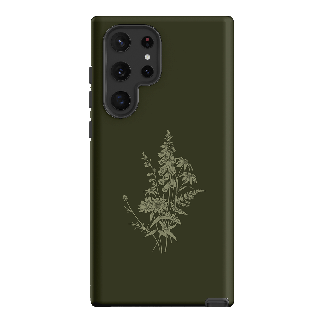 Wildflowers Olive Printed Phone Cases Samsung Galaxy S22 Ultra / Armoured by Typoflora - The Dairy