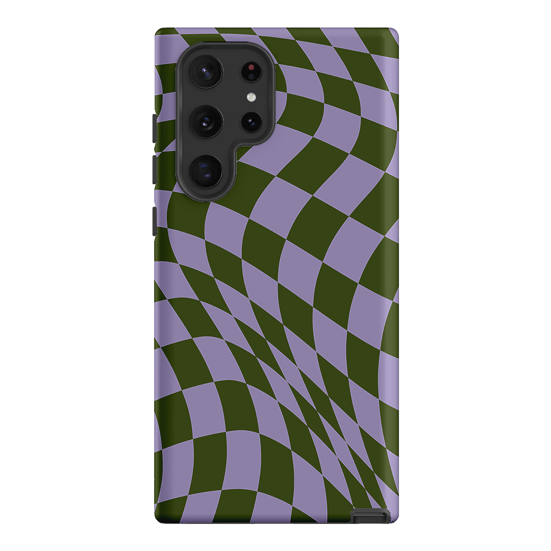 Wavy Check Forest on Lilac Matte Case Matte Phone Cases Samsung Galaxy S22 Ultra / Armoured by The Dairy - The Dairy