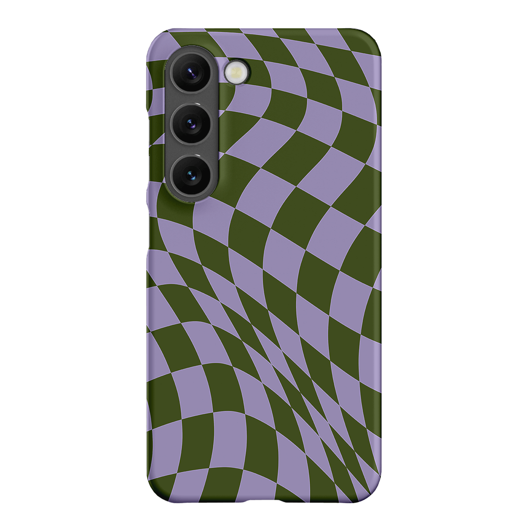 Wavy Check Forest on Lilac Matte Case Matte Phone Cases Samsung Galaxy S23 / Snap by The Dairy - The Dairy