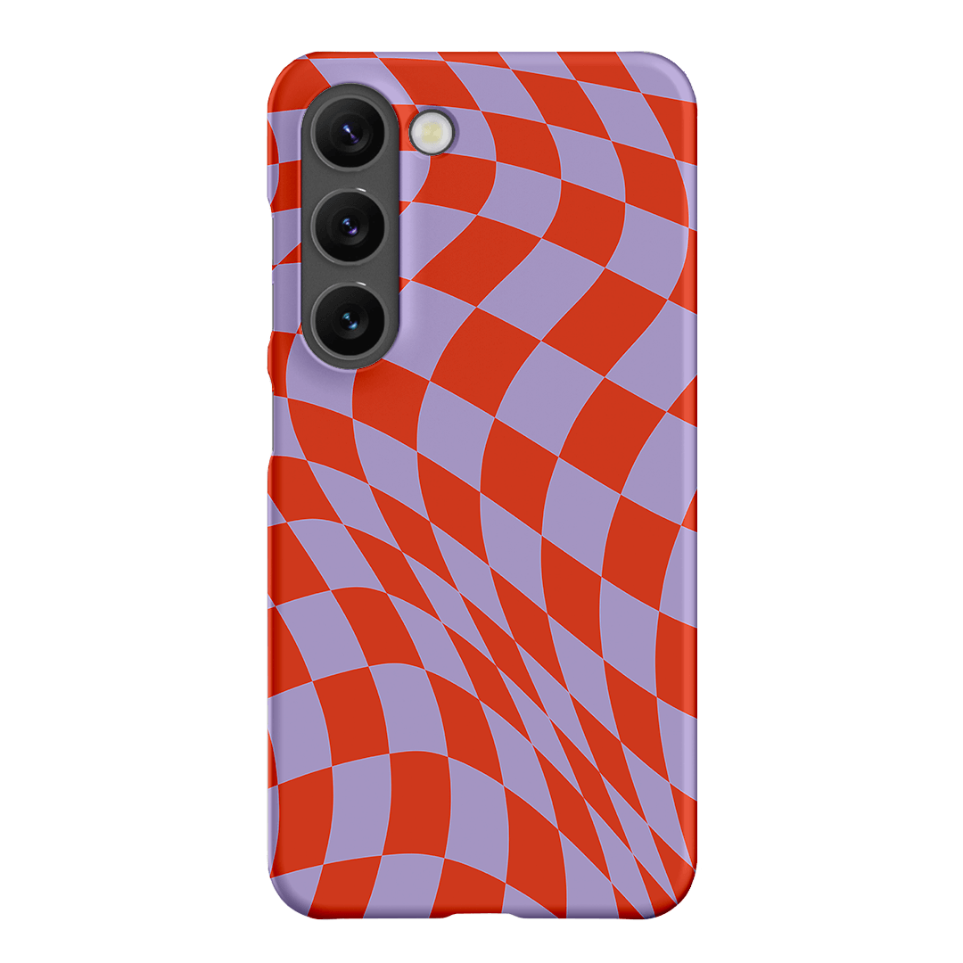 Wavy Check Scarlet on Lilac Matte Case Matte Phone Cases Samsung Galaxy S23 / Snap by The Dairy - The Dairy
