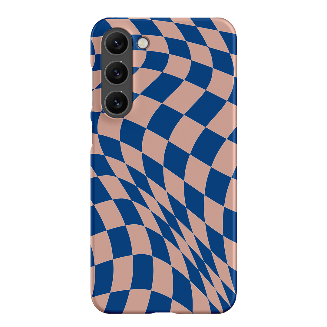 Wavy Check Cobalt on Blush Matte Case Matte Phone Cases Samsung Galaxy S23 Plus / Snap by The Dairy - The Dairy
