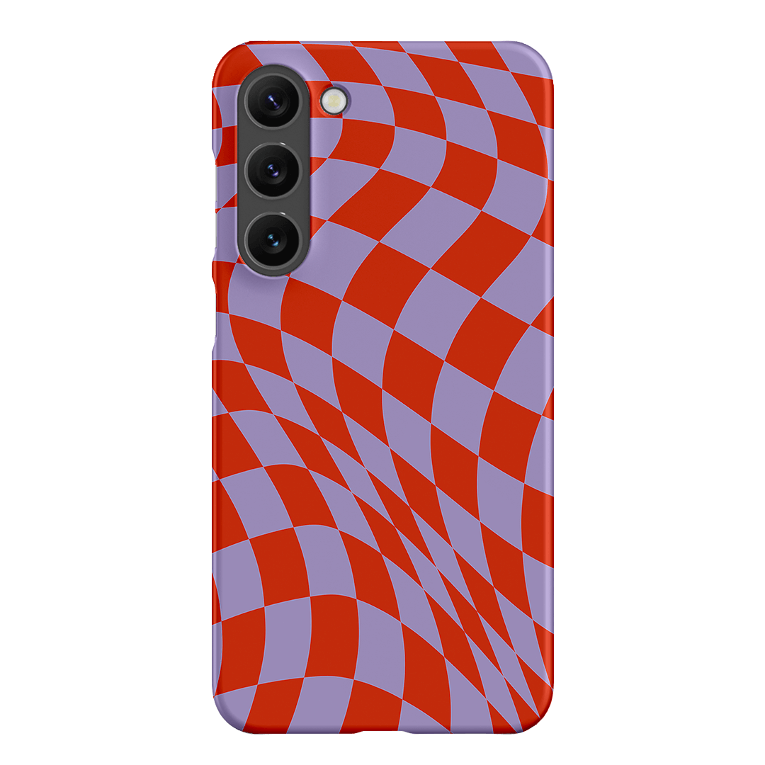 Wavy Check Scarlet on Lilac Matte Case Matte Phone Cases Samsung Galaxy S23 Plus / Snap by The Dairy - The Dairy