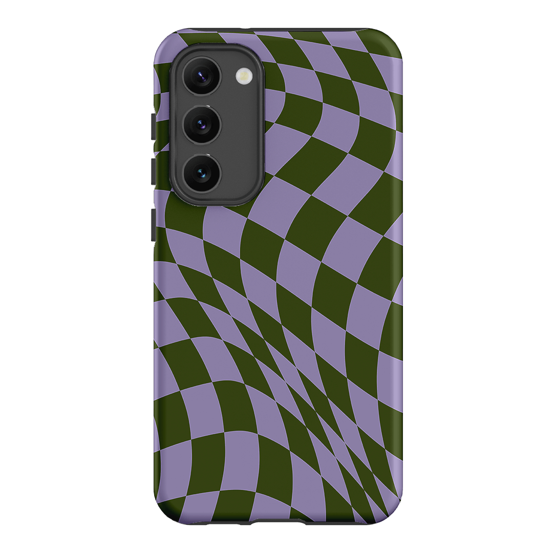 Wavy Check Forest on Lilac Matte Case Matte Phone Cases Samsung Galaxy S23 Plus / Armoured by The Dairy - The Dairy
