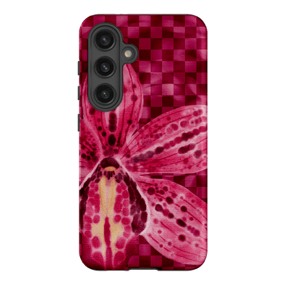 Check Orchid Printed Phone Cases Samsung Galaxy S24 / Armoured by Sally Hungerford - The Dairy