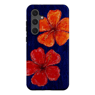 Hibiscus Flower Deep Blue Printed Phone Cases Samsung Galaxy S24 FE / Armoured by BG. Studio - The Dairy