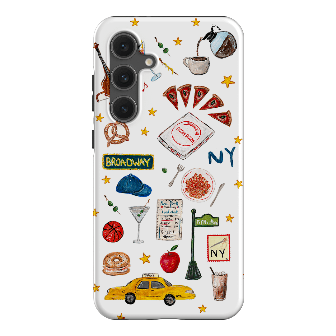 NYC White Printed Phone Cases Samsung Galaxy S24 FE / Armoured by BG. Studio - The Dairy