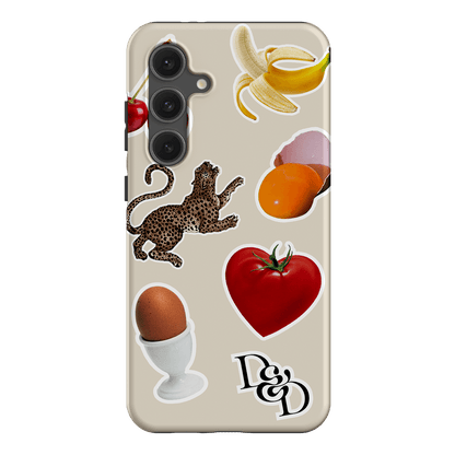 Sunday Stickers Cream Printed Phone Cases Samsung Galaxy S24 FE / Armoured by Desmond & Dempsey - The Dairy