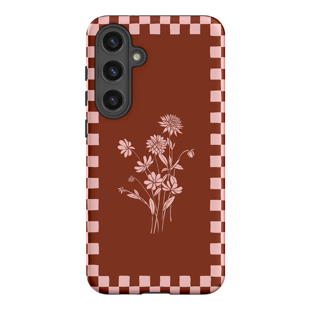 Dahlia Check Printed Phone Cases Samsung Galaxy S24 Plus / Armoured by Typoflora - The Dairy