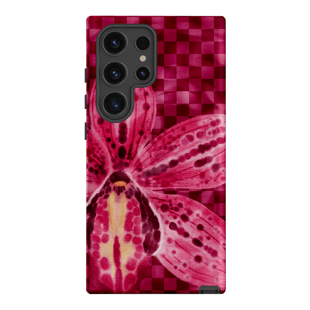Check Orchid Printed Phone Cases Samsung Galaxy S24 Ultra / Armoured by Sally Hungerford - The Dairy
