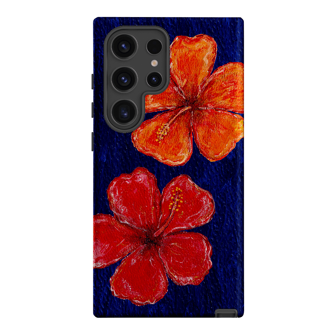 Hibiscus Flower Deep Blue Printed Phone Cases Samsung Galaxy S24 Ultra / Armoured by BG. Studio - The Dairy