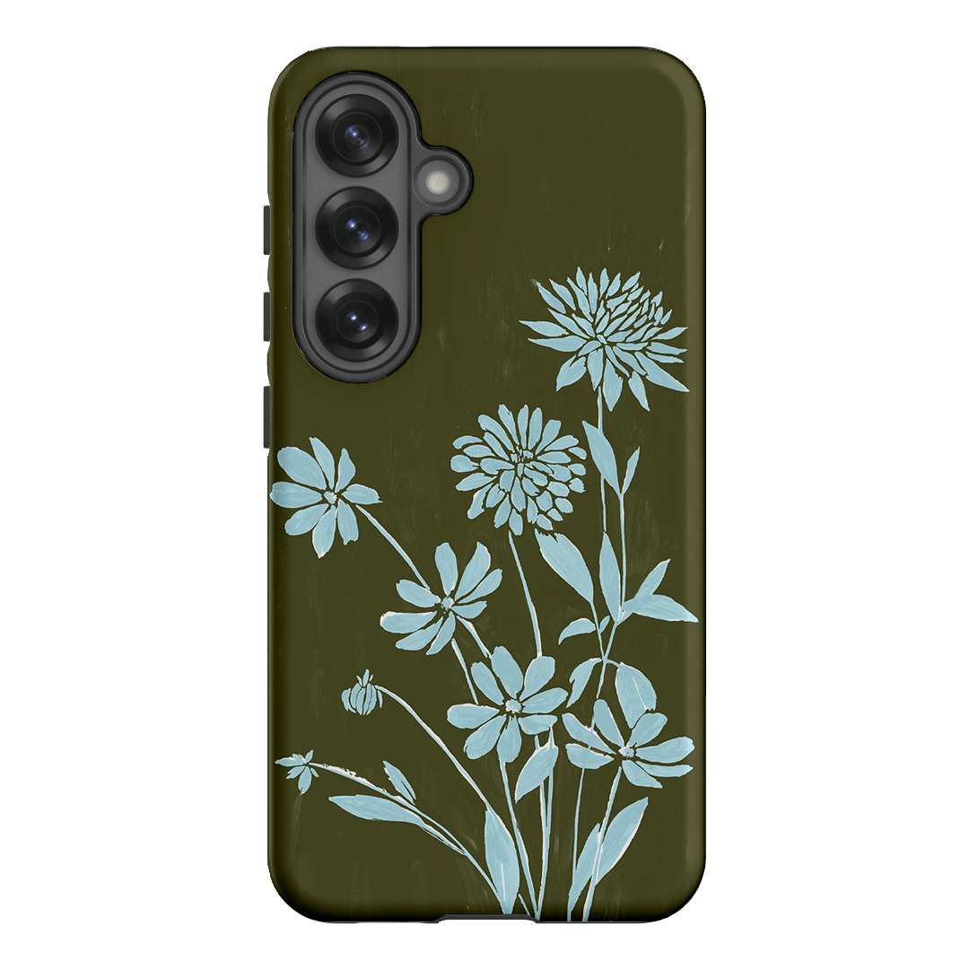 Dahlia Khaki Printed Phone Cases Samsung Galaxy S25 / Armoured by Typoflora - The Dairy