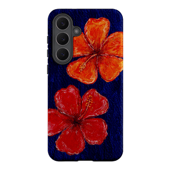 Hibiscus Flower Deep Blue Printed Phone Cases Samsung Galaxy S25 FE / Armoured by BG. Studio - The Dairy