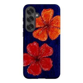 Hibiscus Flower Deep Blue Printed Phone Cases Samsung Galaxy S25 Plus / Armoured by BG. Studio - The Dairy