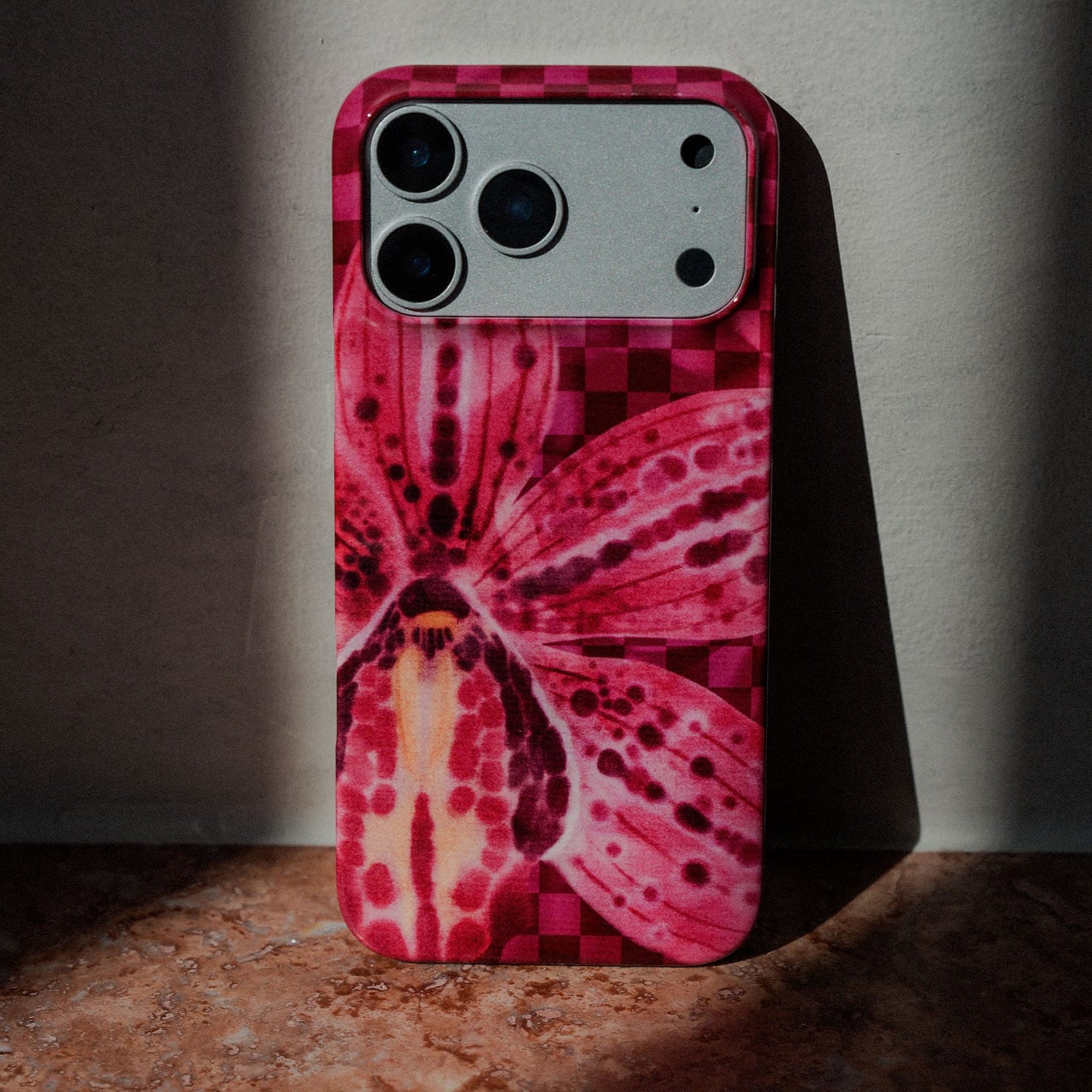 Check Orchid Printed Phone Cases by Sally Hungerford - The Dairy