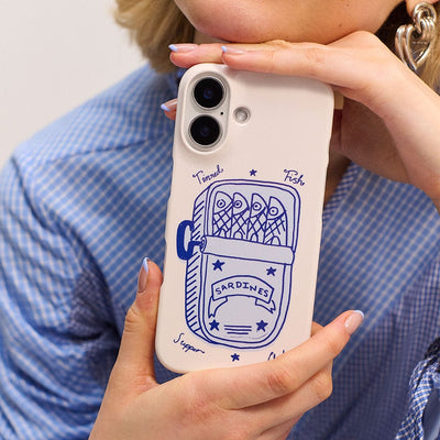 Sardine Social Blue Printed Phone Cases iPhone 16 / Armoured by The Dairy - The Dairy