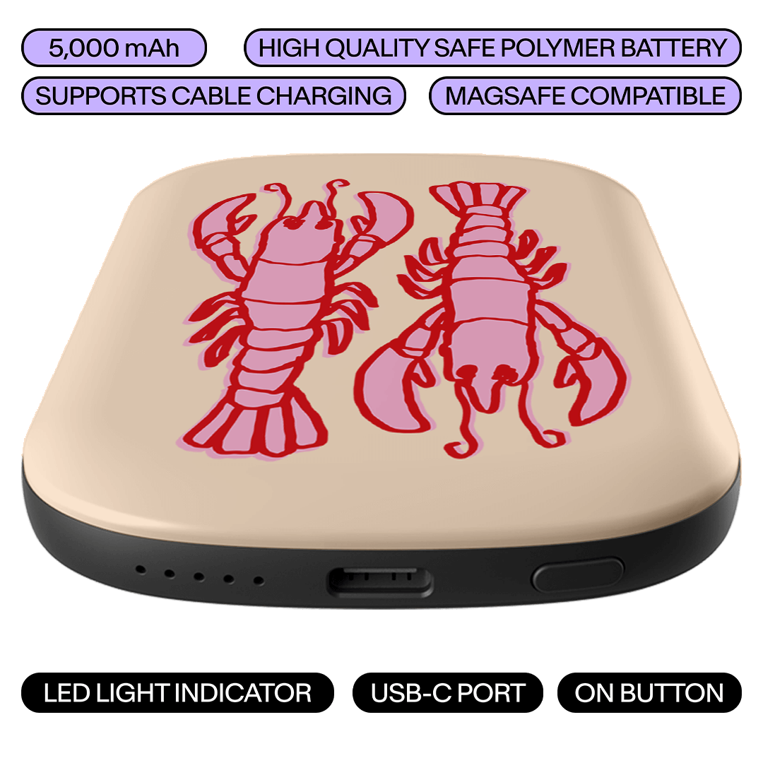 Lobster Love Peach ChargePod MagSafe Power Bank ChargerPod by The Dairy - The Dairy
