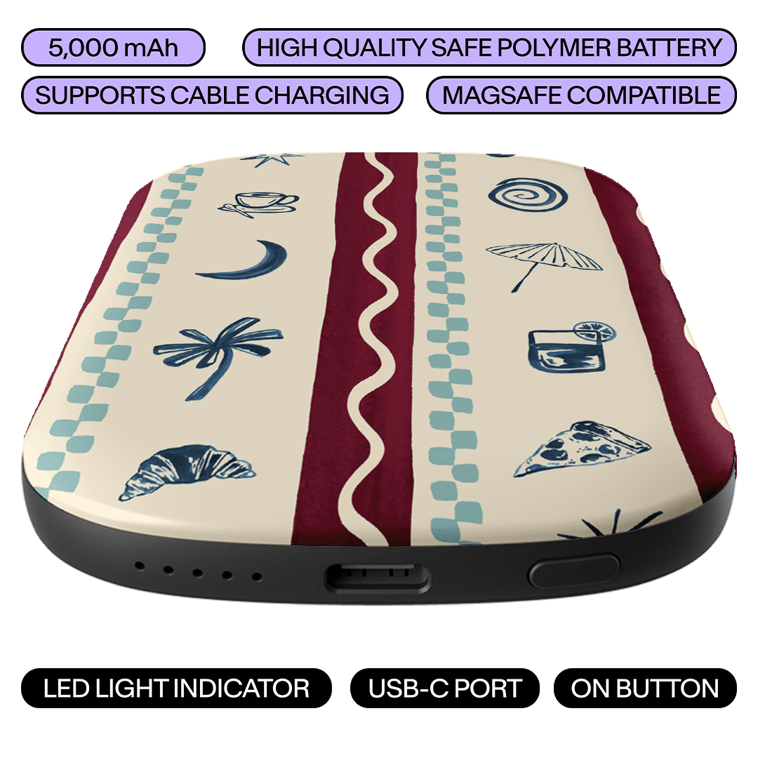 Summer Snacks Burgundy ChargePod MagSafe Power Bank ChargerPod by Charlie Taylor - The Dairy