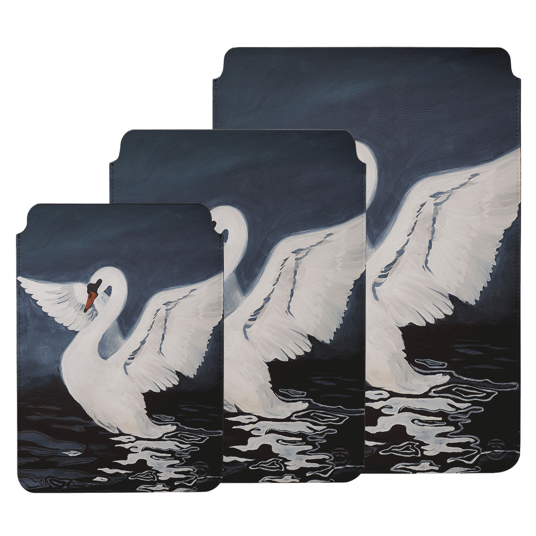 Midnight Swan Laptop & iPad Sleeve Laptop & Tablet Sleeve by Lisa Hu - The Dairy