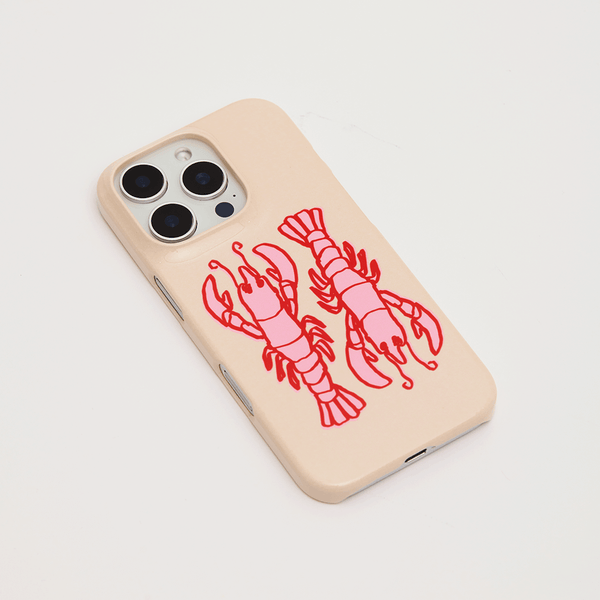 Lobster Love Peach Printed Phone Cases iPhone 16 / Armoured by The Dairy - The Dairy