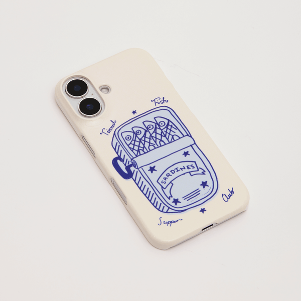 Sardine Social Blue Printed Phone Cases iPhone 16 / Armoured by The Dairy - The Dairy