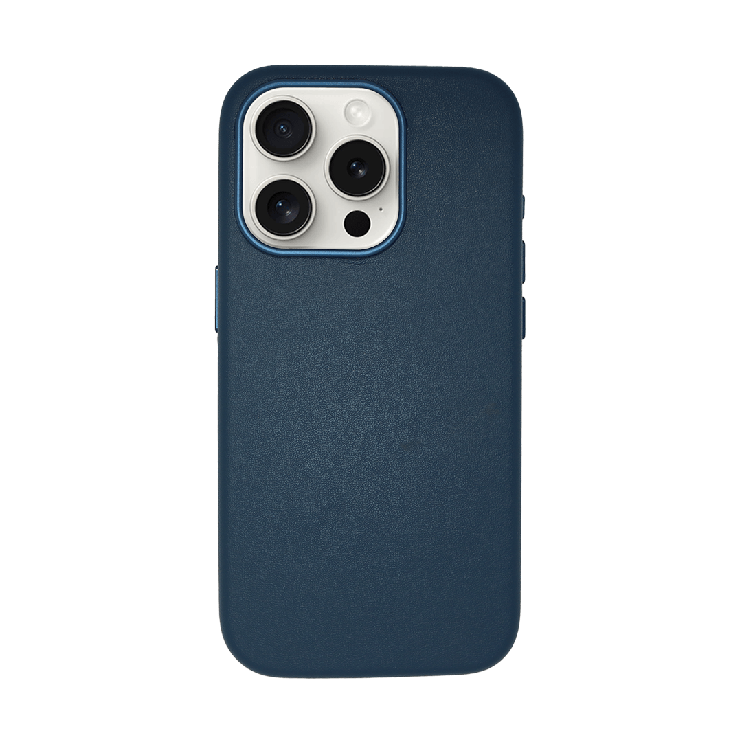 iPhone Vegan Leather Case Navy Leather Phone Case iPhone 15 Pro by The Dairy - The Dairy